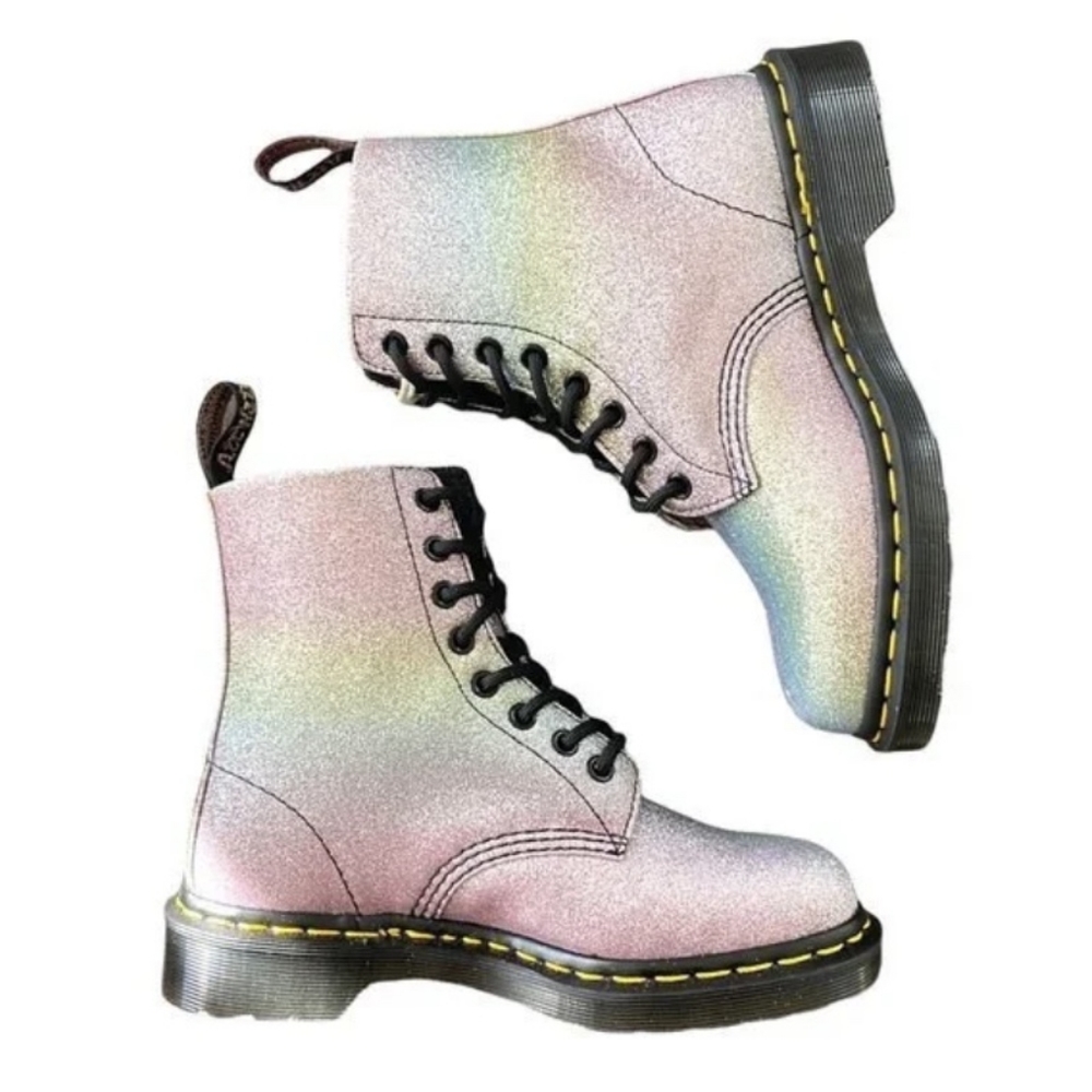 Dr. Martens 1460 Glitter Rainbow Boots. Size: 6.